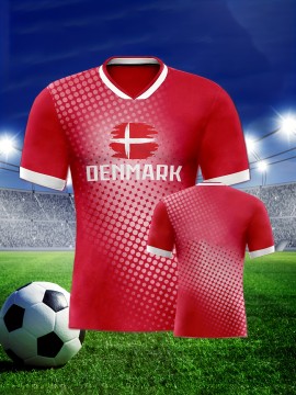 Denmark Country Home Soccer Jersey T-shirt, Professional Sports Fabric Women's Creative Pattern Print, As Gifts For Sports Fans