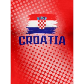 Women's Plus Size Croatia Soccer Jersey - Patriotic Red & Blue V-Neck, Breathable & Lightweight Polyester Sports Tee with Croatian Flag & 