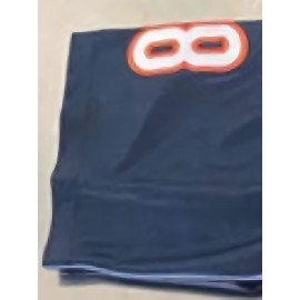 [Casual Outings] Men's #18 American Football Jersey - Navy Blue with Orange & White Stripes, V-Neck Short Sleeve for Team Sports, Training, and Casual Wear, Casual Outdoor Wear | Thletic Appearance | Durable Athletic Wear