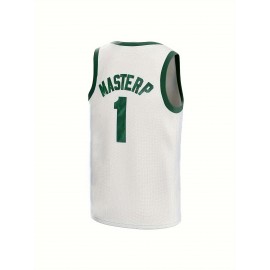 White Basketball Suit Embroidered V-neck Men's Sports Vest Polyester Mesh Training Suit S-3XL