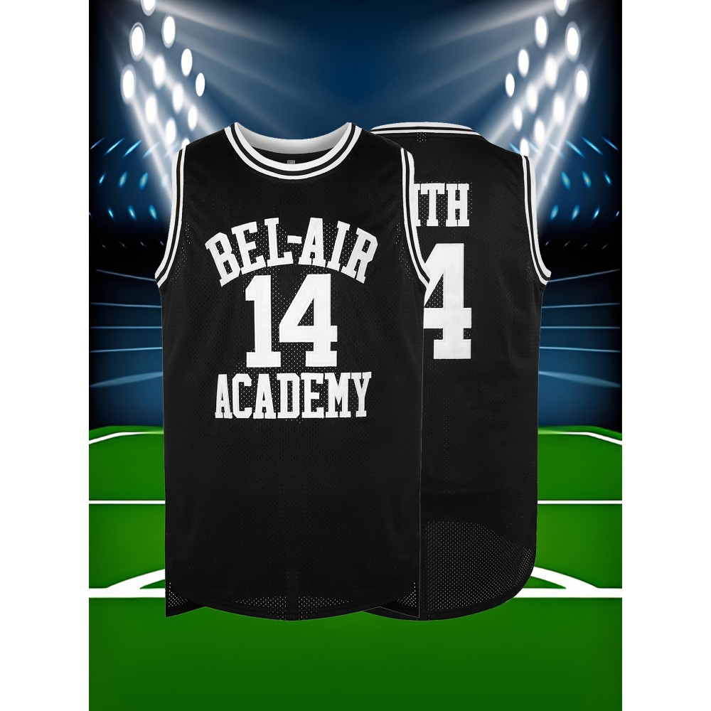 Men's #14 Black Retro Basketball Jersey - Sleeveless Polyester Tank Top with Embroidery, Round Neck, Loose Fit for Sports, Training & Casual Wear, S-3XL
