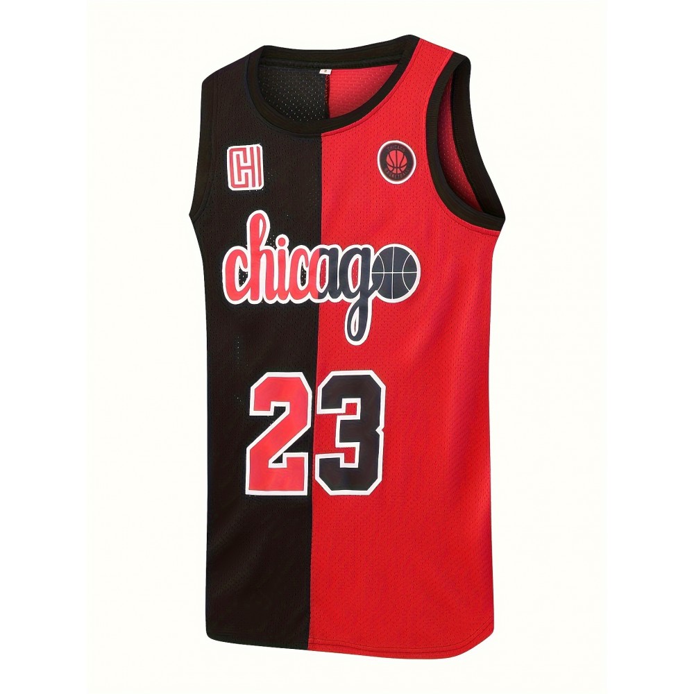 23# Men'S Basketball Jersey, Embroidered Crewneck Breathable Race Training Uniform Jersey 90s Representative Works