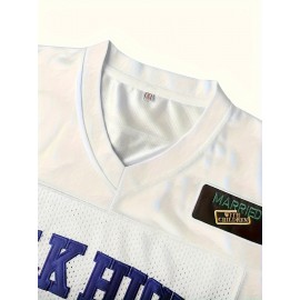 Men'S American Football Jersey, Men'S V-neck Short Sleeve Breathable Active 33 Letter Embroidery Stitched Party Clothing, Outdoor Street