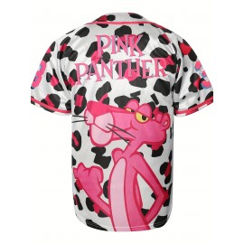 Pink Panther Baseball Jersey For Men, 90s Hip Hop Stitched Sports Fan Clothing For Party White Pink Purple S-3XL
