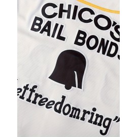1pc Men'S Polyester Baseball Jersey - Bad News Bears #3 Tanner Boyle 1976 Chico'S Bail Bonds Embroidered Design, V-Neck, Short Sleeve, Loose Fit, Breathable & Moisture-Wicking, Button-Up Shirt for Sports & Festive Occasions, S-XXXL