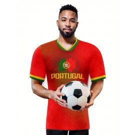 Professional Sports Fabric Men's Creative Pattern Print Portugal Soccer Jersey T-shirt