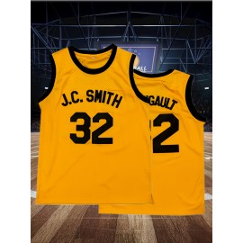 Men's #32 Basketball Jersey - J.C. Smith Maughalt, Yellow and Black Sports Uniform, V-Neck, Polyester, Sizes S-XXXL, Ideal for Team Sports, Training, and Casual Wear, Sports Jersey|Athletic Style| Detailing