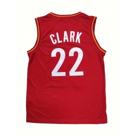 22 Basketball Suit Stitched Men's Polyester Round Neck Retro Sports Vest In Red S-3XL