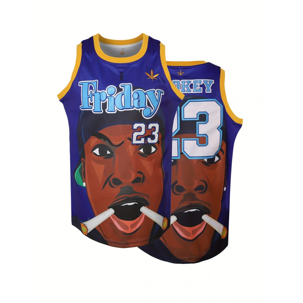 Blue Men's Hip-hop Clothing 23 Basketball Jersey Stitched Polyester Round Neck Sleeveless Basketball Vest S-3XL