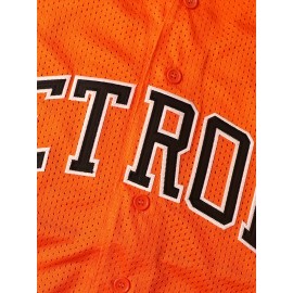 Men's #23 Orange Embroidered Baseball Jersey - V-Neck Loose Fit Polyester Shirt with Black Accents, Breathable & Durable for Casual, Team Sports, Outdoor Activities (S-3XL), Casual Streetwear, Sporty Look, Embroidered Detailing