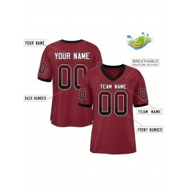 Customizable Plus Size Football Jersey - Personalized Name & Number, Vibrant Orange & White Striped Design, V-Neck Short Sleeve for Women'S Outdoor Sports, Team Uniforms, Summer Athletic Wear, Sporty Clothing, Durable Sportswear