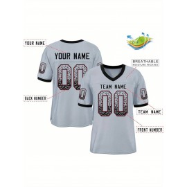 Customizable Plus Size Football Jersey - Personalized Name & Number, Vibrant Orange & White Striped Design, V-Neck Short Sleeve for Women'S Outdoor Sports, Team Uniforms, Summer Athletic Wear, Sporty Clothing, Durable Sportswear