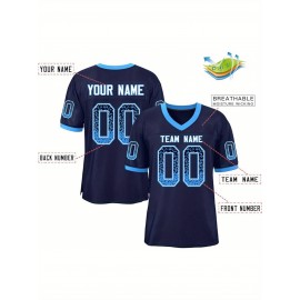 Customizable Plus Size Football Jersey - Personalized Name & Number, Vibrant Orange & White Striped Design, V-Neck Short Sleeve for Women'S Outdoor Sports, Team Uniforms, Summer Athletic Wear, Sporty Clothing, Durable Sportswear