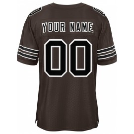 Customizable Football Jersey - Personalized Name & Number, V-Neck, Short Sleeve, Breathable Mesh Fabric, Team Colors with Bold 