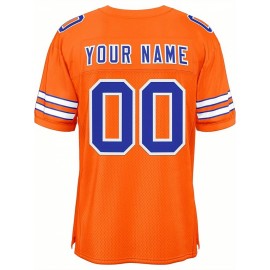 Customizable Football Jersey - Personalized Name & Number, V-Neck, Short Sleeve, Breathable Mesh Fabric, Team Colors with Bold 