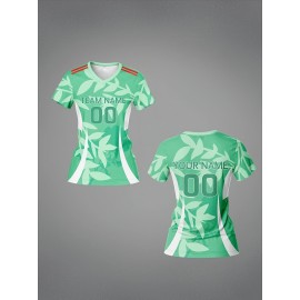 Customized Women'S V-Neck Football Jersey, Polyester 100%, Quick-Dry Knit Fabric, All Over Print, Regular Length, Slight Stretch, Breathable for Training & Fitness, Spring/Summer/Fall Sports Top