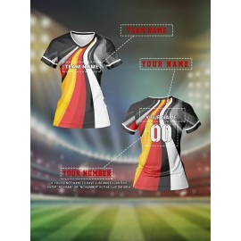 Customizable Women's V-Neck Football Jersey - Moisture-Wicking Quick-Dry Breathable Sports Top with Team Name & Number, Loose Fit Retro Street Style for Soccer, Basketball, Baseball, Ice Hockey - Spring/Summer/Fall Training & Casual Wear