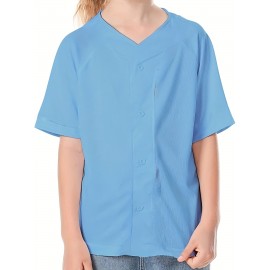 Youth Baseball Jersey Blank Boys T Shirt Button Hip Hop Fashion Sport Shirts Tops For Girls S-XL