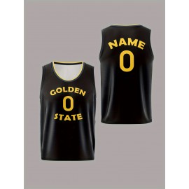 Customizable Kids Basketball Jersey Top with Name and Number - Breathable Polyester Mesh Tank Top for Sports, Training, Outdoor Activities - Unisex, All-Season, Washable, Knit Fabric, Loose Fit