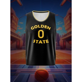 Customizable Kids Basketball Jersey Top with Name and Number - Breathable Polyester Mesh Tank Top for Sports, Training, Outdoor Activities - Unisex, All-Season, Washable, Knit Fabric, Loose Fit