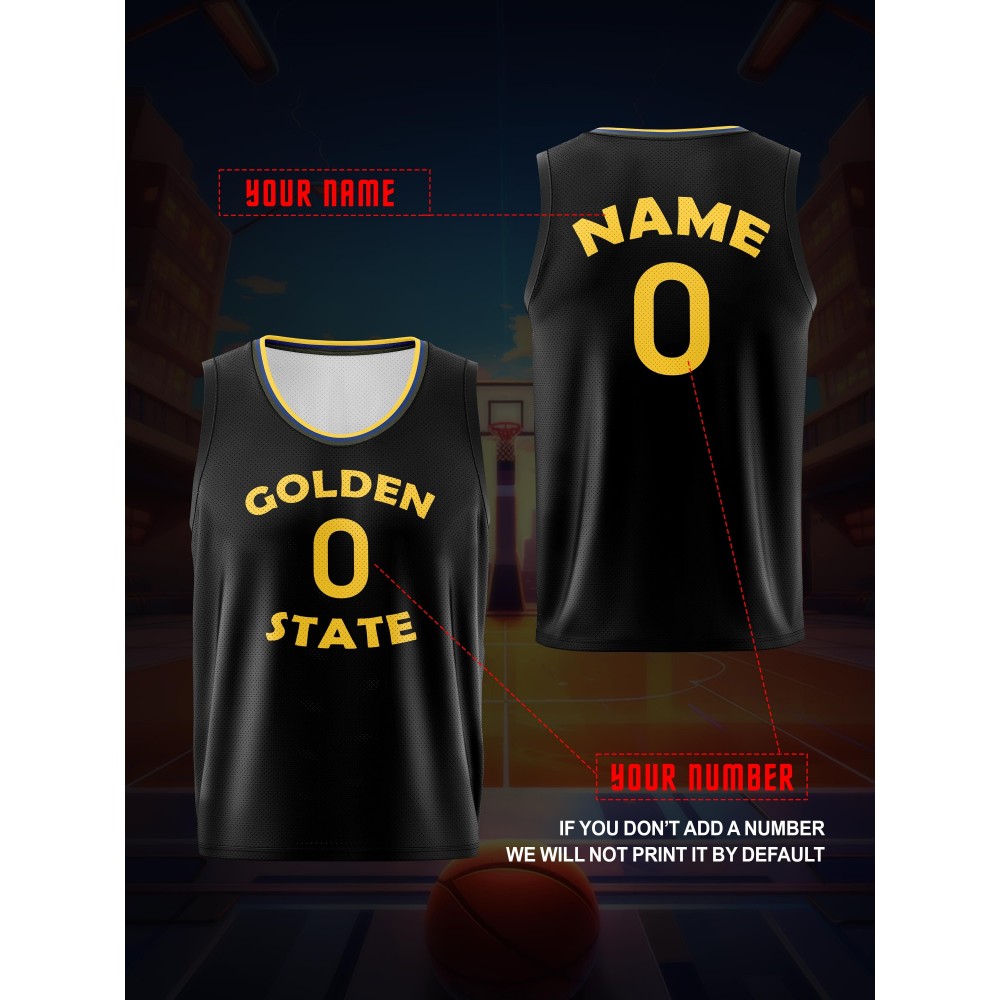Customizable Kids Basketball Jersey Top with Name and Number - Breathable Polyester Mesh Tank Top for Sports, Training, Outdoor Activities - Unisex, All-Season, Washable, Knit Fabric, Loose Fit