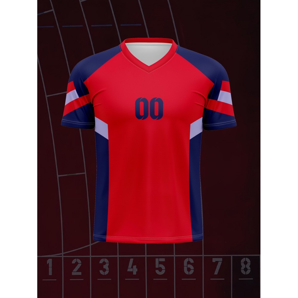 1pc Customizable Kids Football Jersey - V-Neck Polyester Soccer Top with Personalized Name & Number, Medium Stretch, All-Season Sports Knit Fabric for Boys & Girls, Ideal for Training, Beach, Weekend Casual & Birthday Events