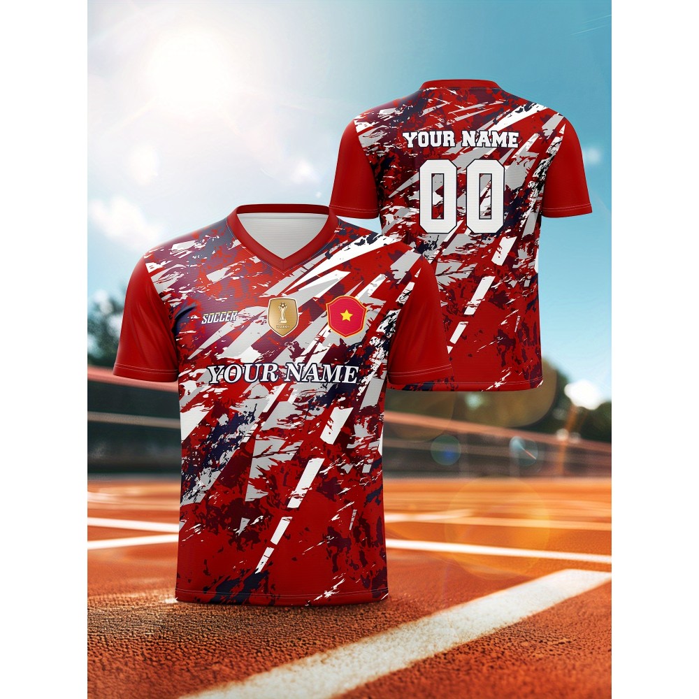 Custom Youngsters' Soccer Jersey - V-Neck, Quick-Dry Fabric, Personalized Name & Number - Perfect for Sports & Casual Wear, Perfect for Outdoor