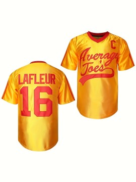 1pc LAFLEUR 16 Retro Vibrant Yellow Sports Jersey - Embroidered Lettering, Breathable & Moisture-Wicking Polyester, V-Neck, Short Sleeve, Loose Fit for Casual, Streetwear, Team Sports, Party - Unisex Adult & Youth Football Top