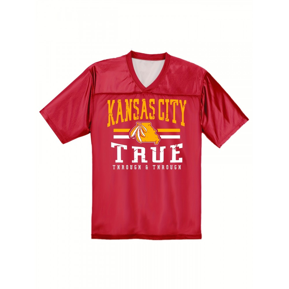 Team Spirit Wear| Women's Kansas City #15 Red Jersey - 100% Polyester V-Neck Sports Shirt with 